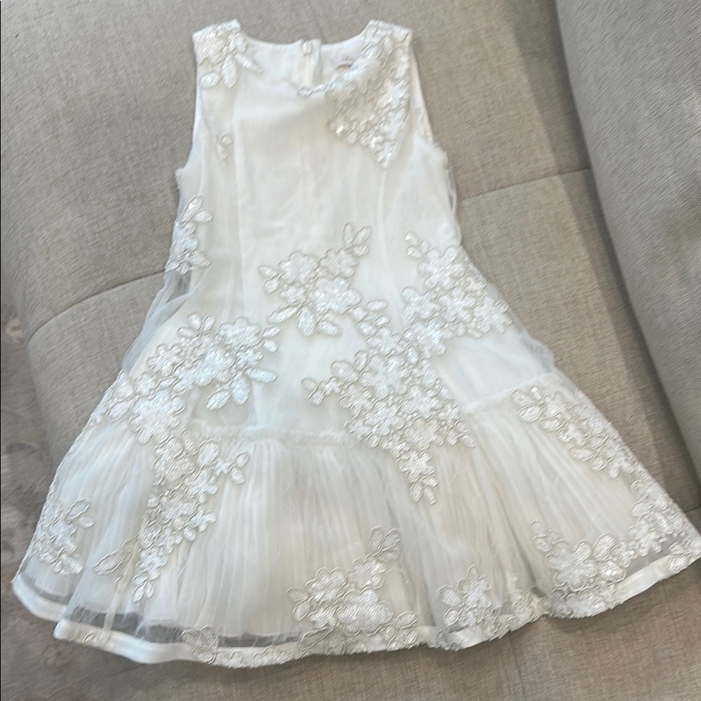 Elegant White Floral Kids Dress